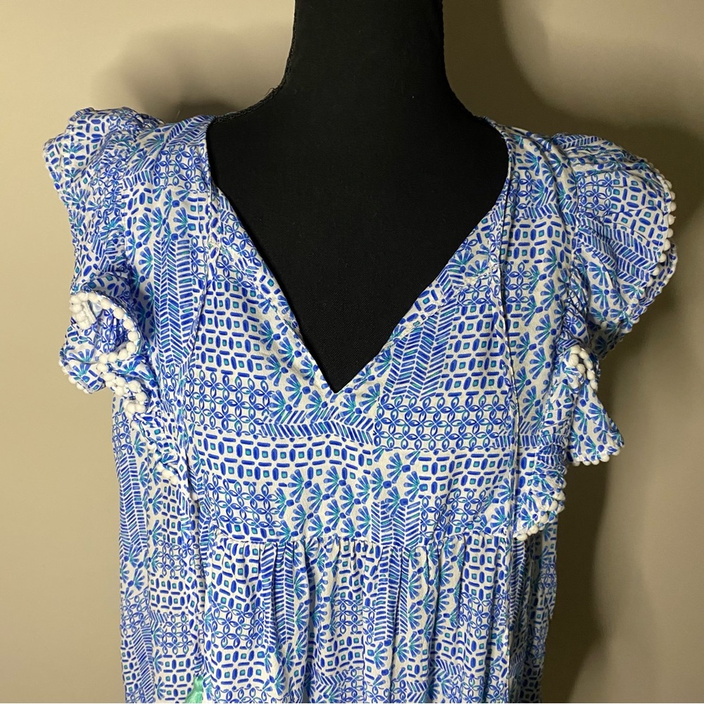 Vineyard Vines Women's Blue Patchwork Ruffle-Slee… - image 4